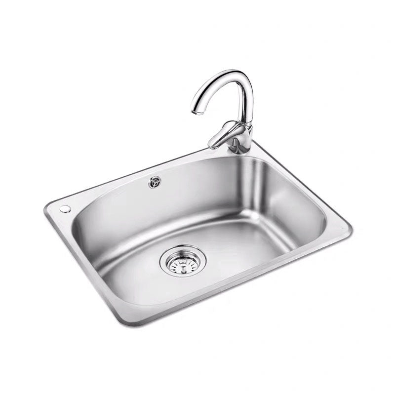 Modern Stainless Steel Kitchen Sink Single Bowl Sink with Basket Strainer Clearhalo 'Home Improvement' 'home_improvement' 'home_improvement_kitchen_sinks' 'Kitchen Remodel & Kitchen Fixtures' 'Kitchen Sinks & Faucet Components' 'Kitchen Sinks' 'kitchen_sinks' 7440156