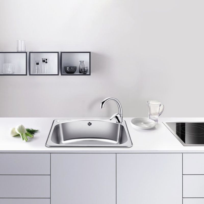 Modern Stainless Steel Kitchen Sink Single Bowl Sink with Basket Strainer Clearhalo 'Home Improvement' 'home_improvement' 'home_improvement_kitchen_sinks' 'Kitchen Remodel & Kitchen Fixtures' 'Kitchen Sinks & Faucet Components' 'Kitchen Sinks' 'kitchen_sinks' 7440158