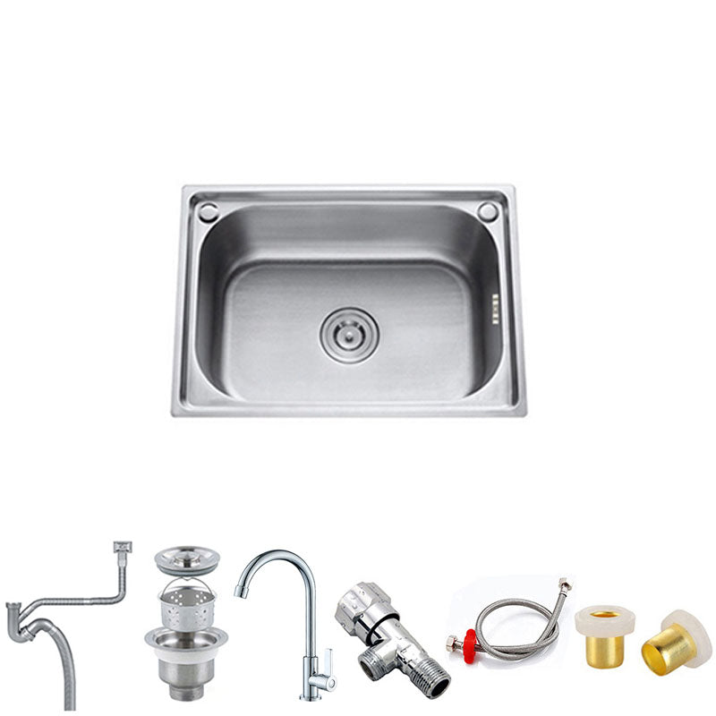 Single Bowl Kitchen Sink Stainless Steel Rectangle Sink with Basket Strainer Sink with Faucet Single Cooling Tap Clearhalo 'Home Improvement' 'home_improvement' 'home_improvement_kitchen_sinks' 'Kitchen Remodel & Kitchen Fixtures' 'Kitchen Sinks & Faucet Components' 'Kitchen Sinks' 'kitchen_sinks' 7440165
