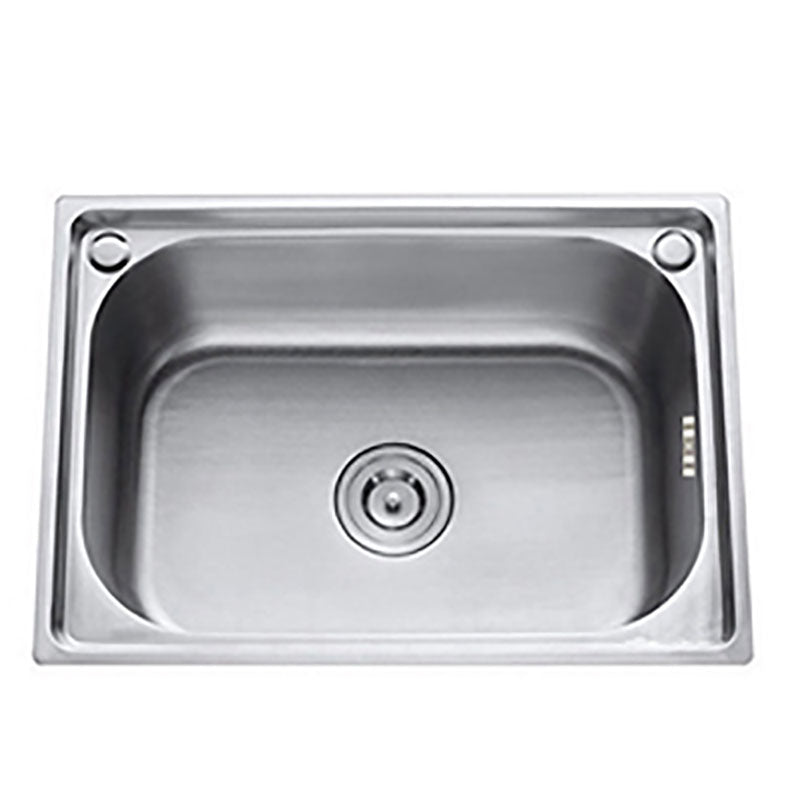 Single Bowl Kitchen Sink Stainless Steel Rectangle Sink with Basket Strainer Clearhalo 'Home Improvement' 'home_improvement' 'home_improvement_kitchen_sinks' 'Kitchen Remodel & Kitchen Fixtures' 'Kitchen Sinks & Faucet Components' 'Kitchen Sinks' 'kitchen_sinks' 7440170