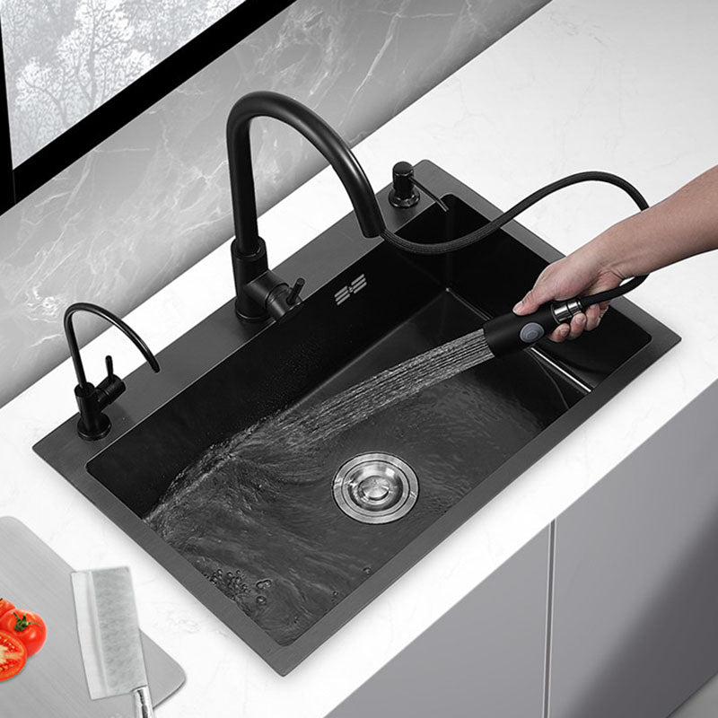 Stainless Steel Kitchen Sink Rectangular Shape Single Bowl Kitchen Sink Clearhalo 'Home Improvement' 'home_improvement' 'home_improvement_kitchen_sinks' 'Kitchen Remodel & Kitchen Fixtures' 'Kitchen Sinks & Faucet Components' 'Kitchen Sinks' 'kitchen_sinks' 7440184