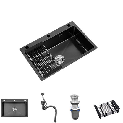 Stainless Steel Kitchen Sink Rectangular Shape Single Bowl Kitchen Sink Sink Only None Clearhalo 'Home Improvement' 'home_improvement' 'home_improvement_kitchen_sinks' 'Kitchen Remodel & Kitchen Fixtures' 'Kitchen Sinks & Faucet Components' 'Kitchen Sinks' 'kitchen_sinks' 7440185