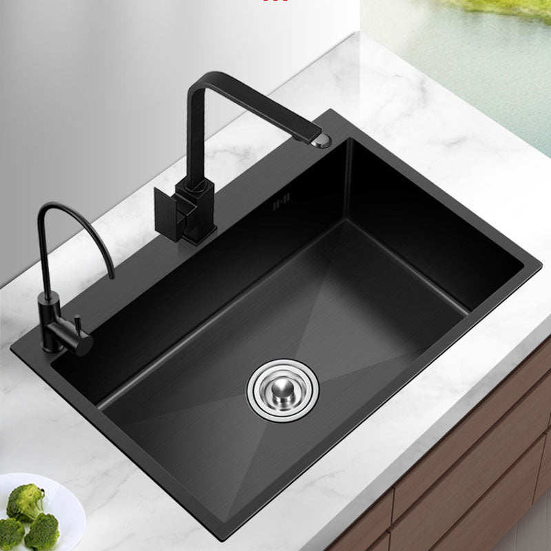 Stainless Steel Kitchen Sink Rectangular Shape Single Bowl Kitchen Sink Clearhalo 'Home Improvement' 'home_improvement' 'home_improvement_kitchen_sinks' 'Kitchen Remodel & Kitchen Fixtures' 'Kitchen Sinks & Faucet Components' 'Kitchen Sinks' 'kitchen_sinks' 7440191