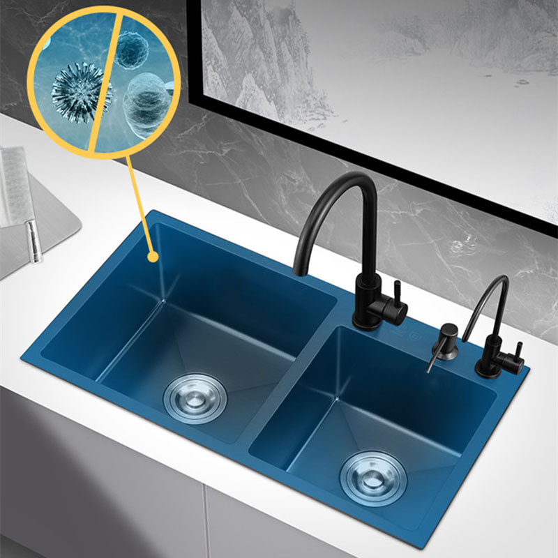 Modern Style Kitchen Sink Soundproof Design Drop-In Stainless Steel Kitchen Double Sink Clearhalo 'Home Improvement' 'home_improvement' 'home_improvement_kitchen_sinks' 'Kitchen Remodel & Kitchen Fixtures' 'Kitchen Sinks & Faucet Components' 'Kitchen Sinks' 'kitchen_sinks' 7440207