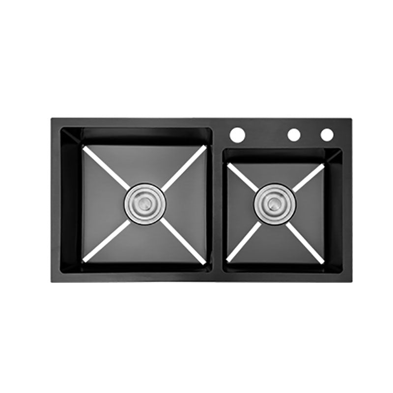 Modern Style Kitchen Sink Soundproof Design Drop-In Stainless Steel Kitchen Double Sink Clearhalo 'Home Improvement' 'home_improvement' 'home_improvement_kitchen_sinks' 'Kitchen Remodel & Kitchen Fixtures' 'Kitchen Sinks & Faucet Components' 'Kitchen Sinks' 'kitchen_sinks' 7440213