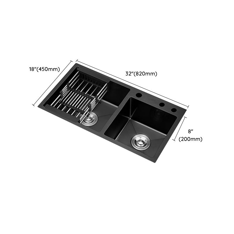 Modern Style Kitchen Sink Soundproof Design Drop-In Stainless Steel Kitchen Double Sink Clearhalo 'Home Improvement' 'home_improvement' 'home_improvement_kitchen_sinks' 'Kitchen Remodel & Kitchen Fixtures' 'Kitchen Sinks & Faucet Components' 'Kitchen Sinks' 'kitchen_sinks' 7440223
