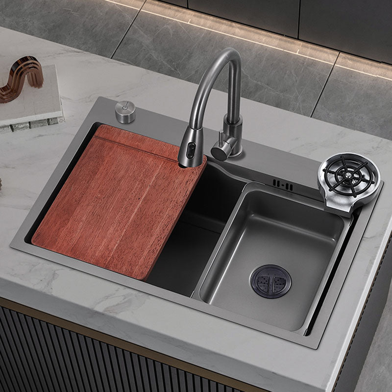Drop-In Kitchen Sink Overflow Hole Design Kitchen Sink with Soundproofing Clearhalo 'Home Improvement' 'home_improvement' 'home_improvement_kitchen_sinks' 'Kitchen Remodel & Kitchen Fixtures' 'Kitchen Sinks & Faucet Components' 'Kitchen Sinks' 'kitchen_sinks' 7440246