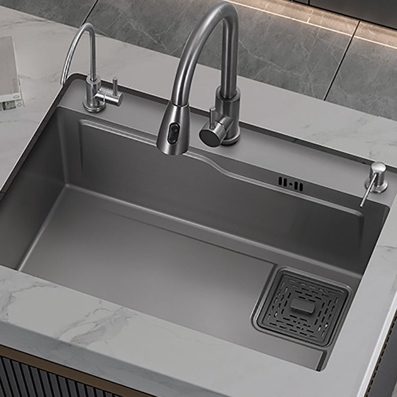 Drop-In Kitchen Sink Overflow Hole Design Kitchen Sink with Soundproofing Clearhalo 'Home Improvement' 'home_improvement' 'home_improvement_kitchen_sinks' 'Kitchen Remodel & Kitchen Fixtures' 'Kitchen Sinks & Faucet Components' 'Kitchen Sinks' 'kitchen_sinks' 7440249
