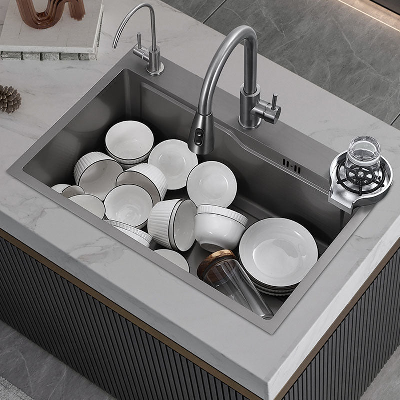 Drop-In Kitchen Sink Overflow Hole Design Kitchen Sink with Soundproofing Clearhalo 'Home Improvement' 'home_improvement' 'home_improvement_kitchen_sinks' 'Kitchen Remodel & Kitchen Fixtures' 'Kitchen Sinks & Faucet Components' 'Kitchen Sinks' 'kitchen_sinks' 7440251