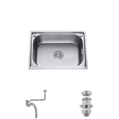 Modern Single Bowl Kitchen Sink Stainless Steel Sink with Basket Strainer Sink Only No Faucet Clearhalo 'Home Improvement' 'home_improvement' 'home_improvement_kitchen_sinks' 'Kitchen Remodel & Kitchen Fixtures' 'Kitchen Sinks & Faucet Components' 'Kitchen Sinks' 'kitchen_sinks' 7440676