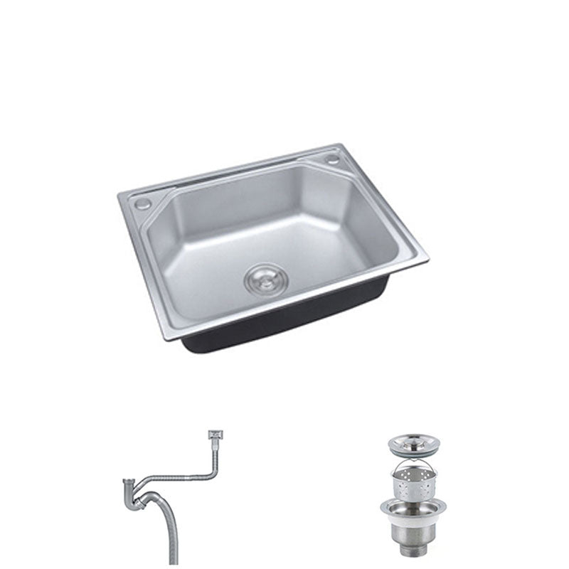 Modern Single Bowl Kitchen Sink Stainless Steel Sink with Basket Strainer Sink Only No Faucet Clearhalo 'Home Improvement' 'home_improvement' 'home_improvement_kitchen_sinks' 'Kitchen Remodel & Kitchen Fixtures' 'Kitchen Sinks & Faucet Components' 'Kitchen Sinks' 'kitchen_sinks' 7440677