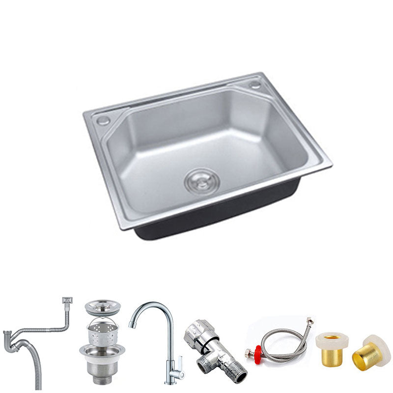Modern Single Bowl Kitchen Sink Stainless Steel Sink with Basket Strainer Sink with Faucet Single Cooling Tap Clearhalo 'Home Improvement' 'home_improvement' 'home_improvement_kitchen_sinks' 'Kitchen Remodel & Kitchen Fixtures' 'Kitchen Sinks & Faucet Components' 'Kitchen Sinks' 'kitchen_sinks' 7440681