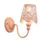 Macaron Candy Colored Wall Sconce Etched Empire Shade 1 Light Iron Sconce Light for Baby Room Pink Clearhalo 'Wall Lamps & Sconces' 'Wall Lights' Lighting' 74429