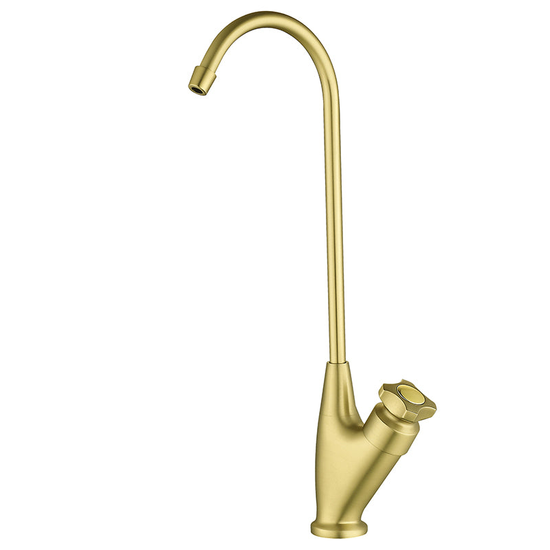 Contemporary Single Handle Kitchen Faucet Metal 1-Hold Bar Faucet Gold Clearhalo 'Home Improvement' 'home_improvement' 'home_improvement_kitchen_faucets' 'Kitchen Faucets' 'Kitchen Remodel & Kitchen Fixtures' 'Kitchen Sinks & Faucet Components' 'kitchen_faucets' 7443215