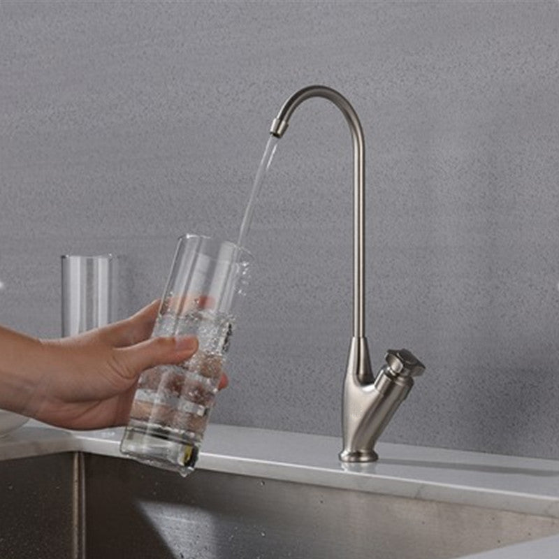 Contemporary Single Handle Kitchen Faucet Metal 1-Hold Bar Faucet Silver Clearhalo 'Home Improvement' 'home_improvement' 'home_improvement_kitchen_faucets' 'Kitchen Faucets' 'Kitchen Remodel & Kitchen Fixtures' 'Kitchen Sinks & Faucet Components' 'kitchen_faucets' 7443216