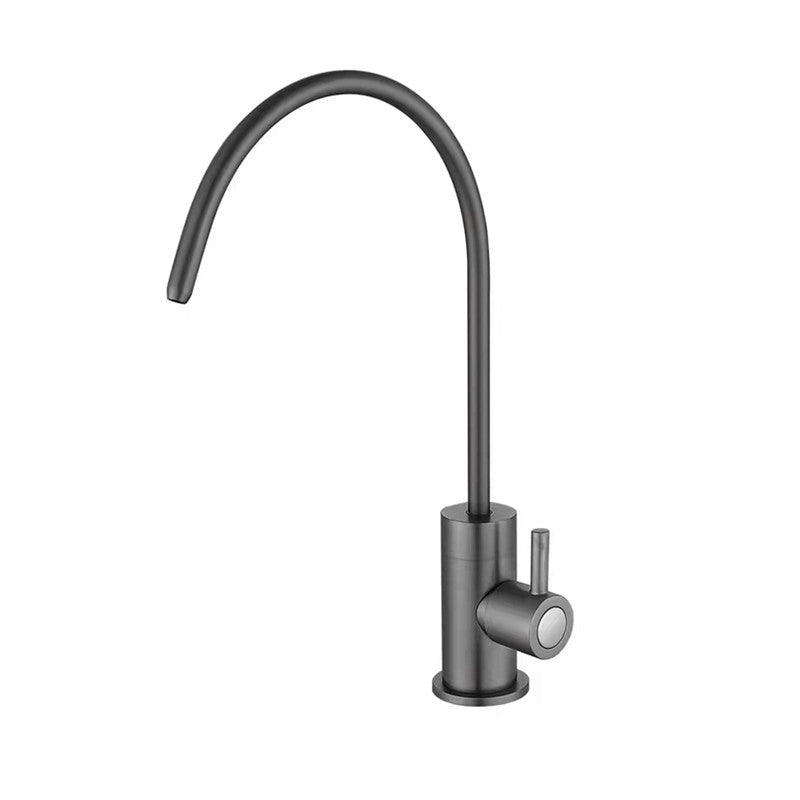 Contemporary Single Handle Kitchen Faucet Metal 1-Hold Bar Faucet Grey Clearhalo 'Home Improvement' 'home_improvement' 'home_improvement_kitchen_faucets' 'Kitchen Faucets' 'Kitchen Remodel & Kitchen Fixtures' 'Kitchen Sinks & Faucet Components' 'kitchen_faucets' 7443219