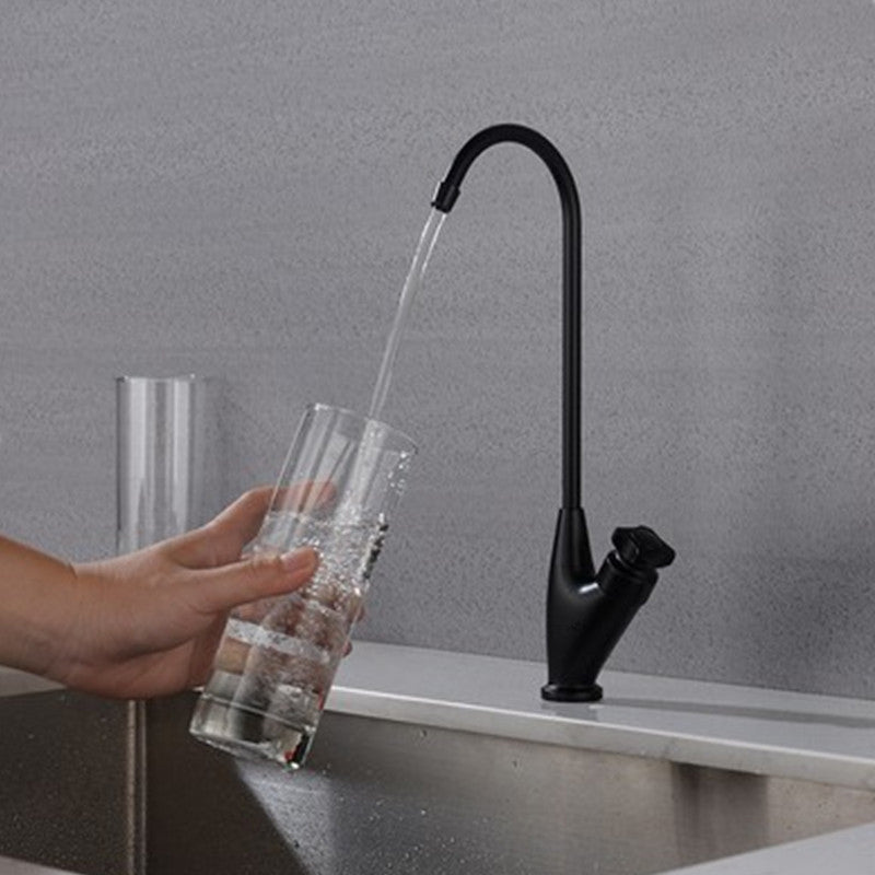 Contemporary Single Handle Kitchen Faucet Metal 1-Hold Bar Faucet Black Clearhalo 'Home Improvement' 'home_improvement' 'home_improvement_kitchen_faucets' 'Kitchen Faucets' 'Kitchen Remodel & Kitchen Fixtures' 'Kitchen Sinks & Faucet Components' 'kitchen_faucets' 7443221