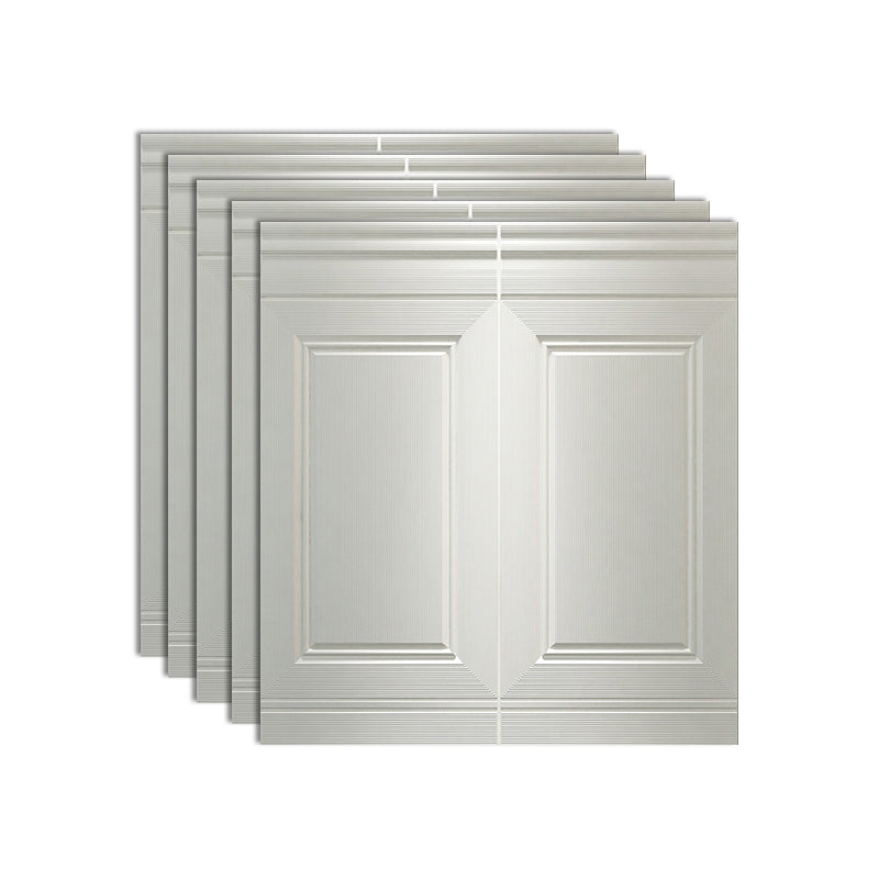 Glam Waterproof Wainscoting Solid Color Peel and Stick Indoor Wallboard Pearl White 5-Piece Set Clearhalo 'Flooring 'Home Improvement' 'home_improvement' 'home_improvement_wall_paneling' 'Wall Paneling' 'wall_paneling' 'Walls & Ceilings' Walls and Ceiling' 7443332
