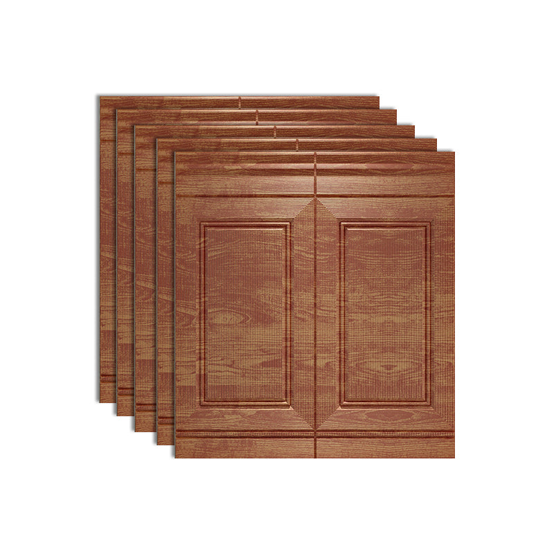 Glam Waterproof Wainscoting Solid Color Peel and Stick Indoor Wallboard Red Wood 5-Piece Set Clearhalo 'Flooring 'Home Improvement' 'home_improvement' 'home_improvement_wall_paneling' 'Wall Paneling' 'wall_paneling' 'Walls & Ceilings' Walls and Ceiling' 7443334