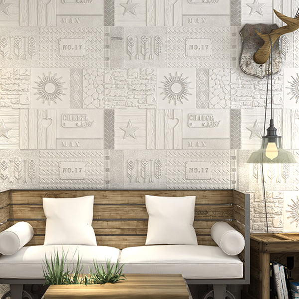 Peel and Stick Wall Ceiling 3D Embossed Wall Paneling with Waterproof White 10-Piece Set Clearhalo 'Flooring 'Home Improvement' 'home_improvement' 'home_improvement_wall_paneling' 'Wall Paneling' 'wall_paneling' 'Walls & Ceilings' Walls and Ceiling' 7443363