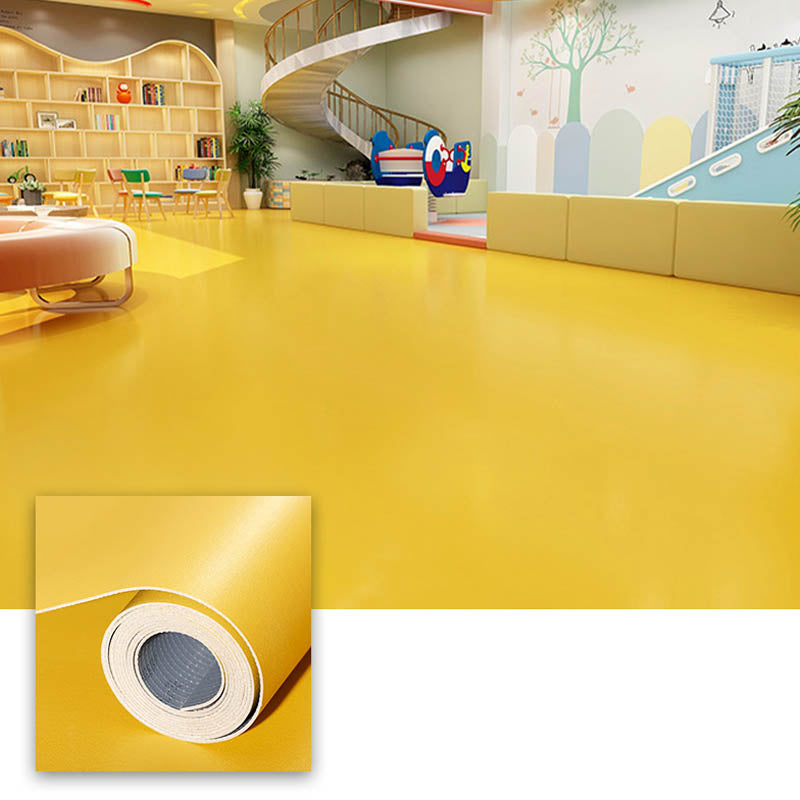 Pure Color PVC Flooring Self-Stick Waterproof Fire Resistant PVC Flooring Yellow Clearhalo 'Flooring 'Home Improvement' 'home_improvement' 'home_improvement_vinyl_flooring' 'Vinyl Flooring' 'vinyl_flooring' Walls and Ceiling' 7443709