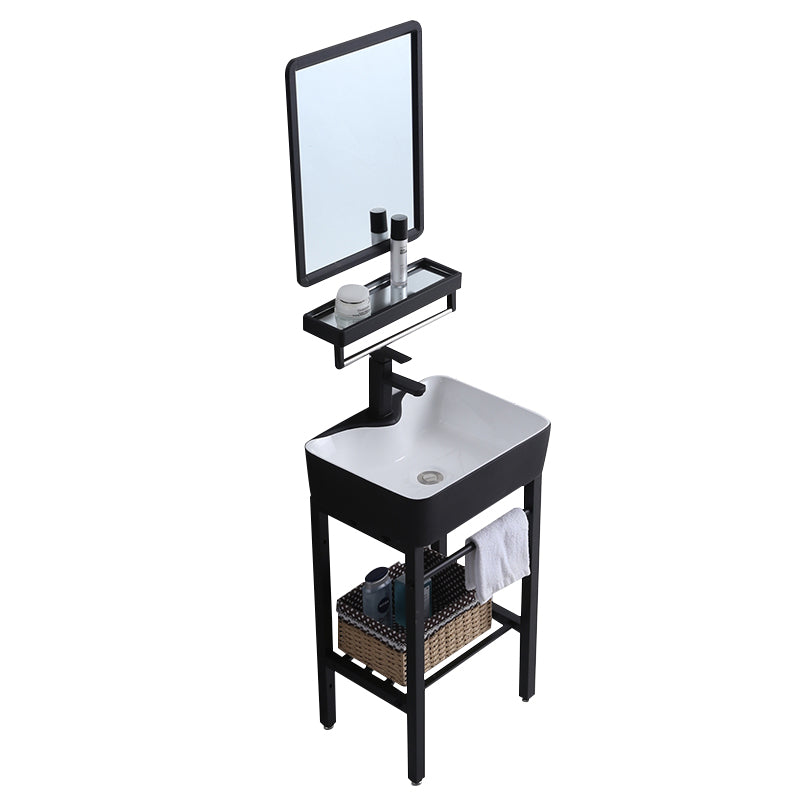 Modern Bathroom Sink Vanity Freestanding Single-Sink Bathroom Vanity Vanity & Faucet & Mirrors Black White Clearhalo 'Bathroom Remodel & Bathroom Fixtures' 'Bathroom Vanities' 'bathroom_vanities' 'Home Improvement' 'home_improvement' 'home_improvement_bathroom_vanities' 7444232