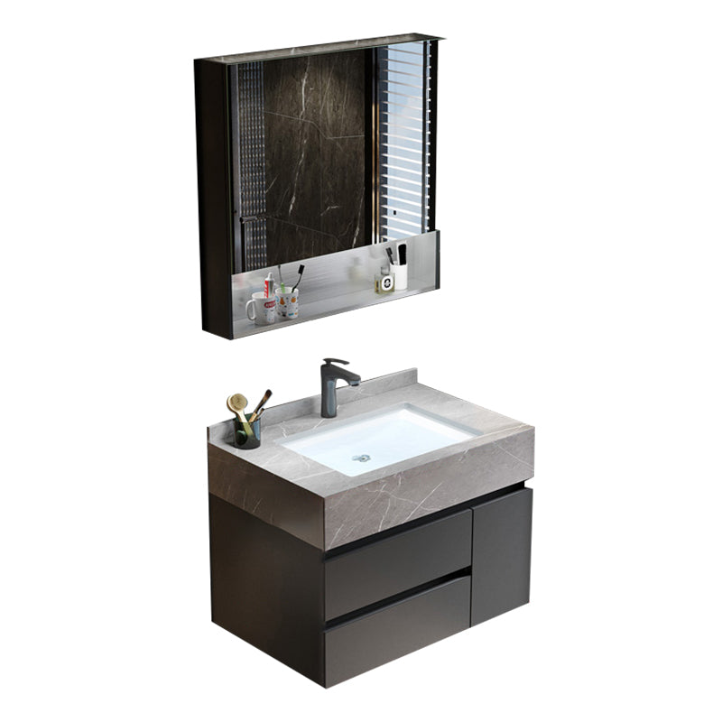 Bathroom Vanity Set Ceramic Rectangular Drawers Wall Mounted Vanity Sink Vanity & Faucet & Mirror Cabinet 24"L x 19"W x 22"H Clearhalo 'Bathroom Remodel & Bathroom Fixtures' 'Bathroom Vanities' 'bathroom_vanities' 'Home Improvement' 'home_improvement' 'home_improvement_bathroom_vanities' 7444246
