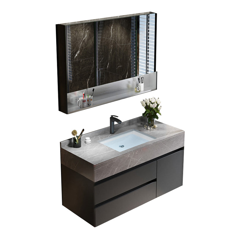 Bathroom Vanity Set Ceramic Rectangular Drawers Wall Mounted Vanity Sink Vanity & Faucet & Mirror Cabinet 31"L x 19"W x 22"H Clearhalo 'Bathroom Remodel & Bathroom Fixtures' 'Bathroom Vanities' 'bathroom_vanities' 'Home Improvement' 'home_improvement' 'home_improvement_bathroom_vanities' 7444249