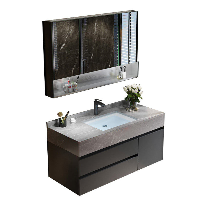 Bathroom Vanity Set Ceramic Rectangular Drawers Wall Mounted Vanity Sink Vanity & Faucet & Mirror Cabinet 39"L x 19"W x 22"H Clearhalo 'Bathroom Remodel & Bathroom Fixtures' 'Bathroom Vanities' 'bathroom_vanities' 'Home Improvement' 'home_improvement' 'home_improvement_bathroom_vanities' 7444254