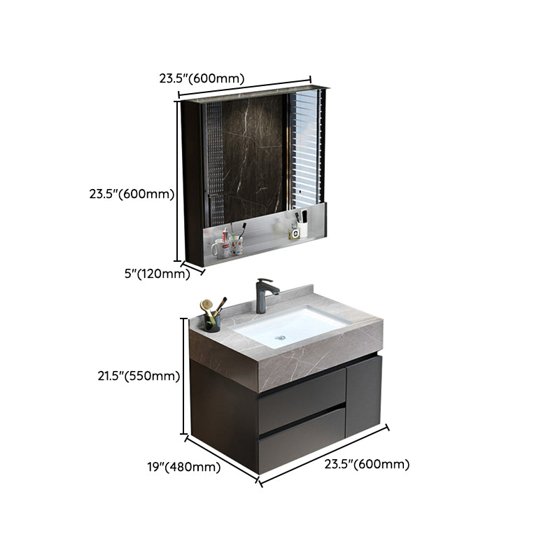Bathroom Vanity Set Ceramic Rectangular Drawers Wall Mounted Vanity Sink Clearhalo 'Bathroom Remodel & Bathroom Fixtures' 'Bathroom Vanities' 'bathroom_vanities' 'Home Improvement' 'home_improvement' 'home_improvement_bathroom_vanities' 7444269