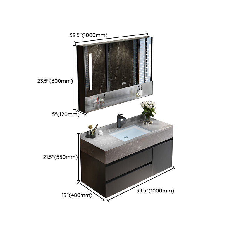 Bathroom Vanity Set Ceramic Rectangular Drawers Wall Mounted Vanity Sink Clearhalo 'Bathroom Remodel & Bathroom Fixtures' 'Bathroom Vanities' 'bathroom_vanities' 'Home Improvement' 'home_improvement' 'home_improvement_bathroom_vanities' 7444270