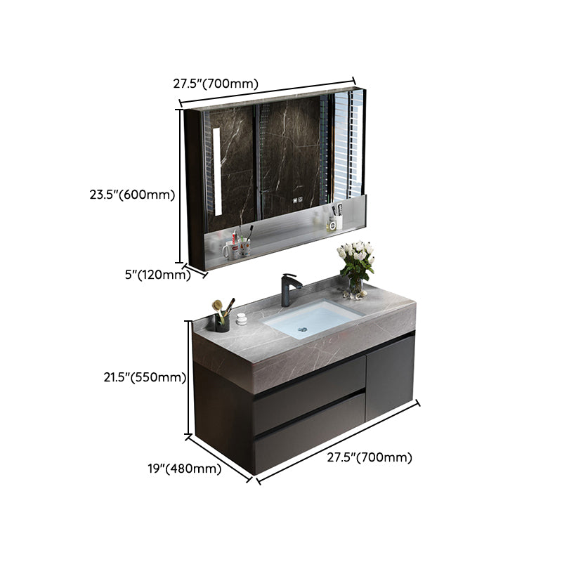 Bathroom Vanity Set Ceramic Rectangular Drawers Wall Mounted Vanity Sink Clearhalo 'Bathroom Remodel & Bathroom Fixtures' 'Bathroom Vanities' 'bathroom_vanities' 'Home Improvement' 'home_improvement' 'home_improvement_bathroom_vanities' 7444273
