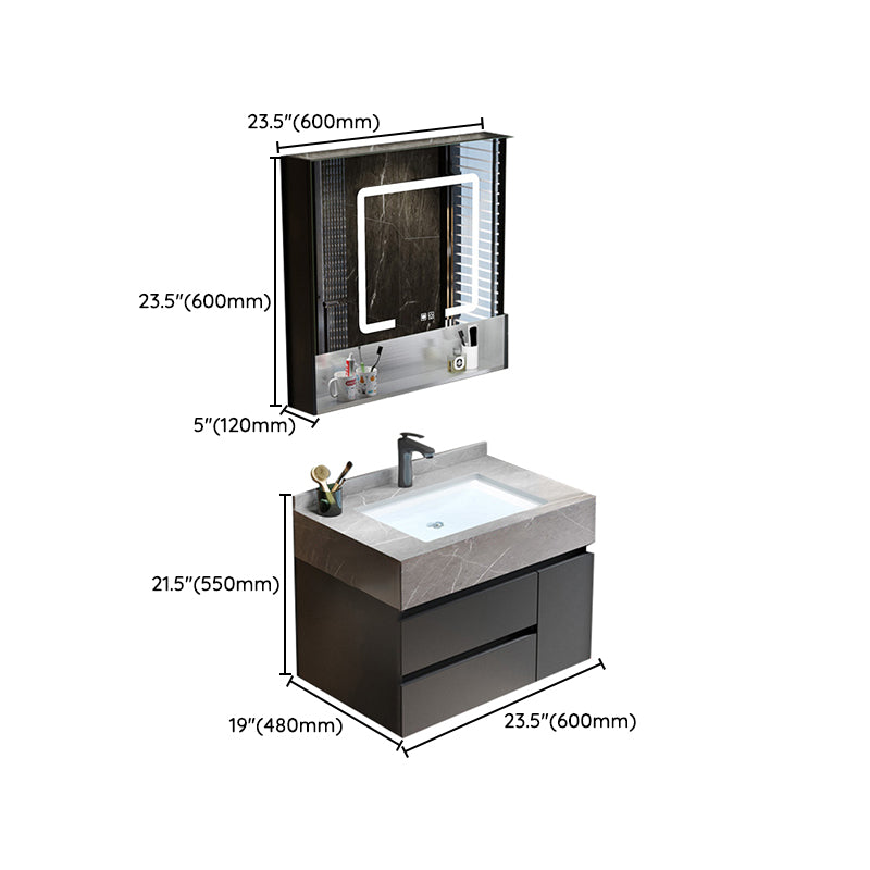 Bathroom Vanity Set Ceramic Rectangular Drawers Wall Mounted Vanity Sink Clearhalo 'Bathroom Remodel & Bathroom Fixtures' 'Bathroom Vanities' 'bathroom_vanities' 'Home Improvement' 'home_improvement' 'home_improvement_bathroom_vanities' 7444274