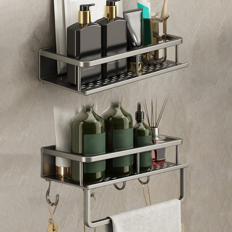 Minimalism Matte Metal Bathroom Accessory Set Modern Bath Shelf 12" Towel Bar Included 2 Piece Set Clearhalo 'Bathroom Hardware Sets' 'Bathroom Hardware' 'Bathroom Remodel & Bathroom Fixtures' 'bathroom_hardware_sets' 'Home Improvement' 'home_improvement' 'home_improvement_bathroom_hardware_sets' 7444569