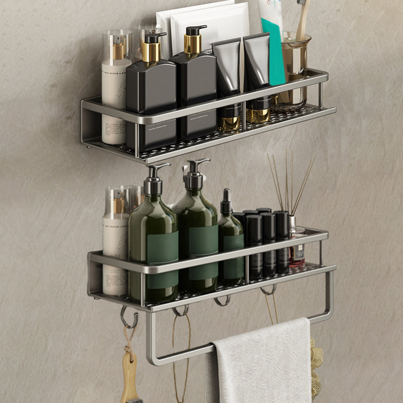 Minimalism Matte Metal Bathroom Accessory Set Modern Bath Shelf 16" Towel Bar Included 2 Piece Set Clearhalo 'Bathroom Hardware Sets' 'Bathroom Hardware' 'Bathroom Remodel & Bathroom Fixtures' 'bathroom_hardware_sets' 'Home Improvement' 'home_improvement' 'home_improvement_bathroom_hardware_sets' 7444571