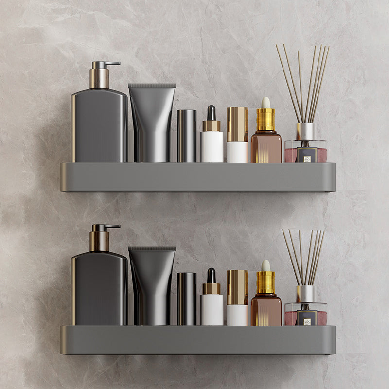 Minimalist Matte Metal Bathroom Accessory Set Modern Bath Shelf 16" Towel Bar Not Included 2 Piece Set Clearhalo 'Bathroom Hardware Sets' 'Bathroom Hardware' 'Bathroom Remodel & Bathroom Fixtures' 'bathroom_hardware_sets' 'Home Improvement' 'home_improvement' 'home_improvement_bathroom_hardware_sets' 7444596