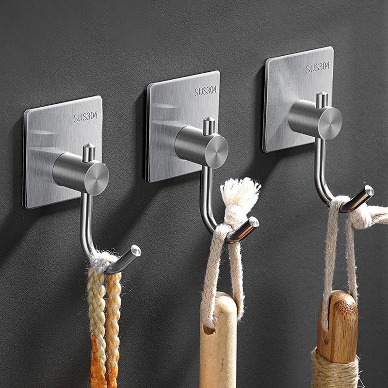 Minimalistic Bathroom Accessory Set Modern Matte Grey Robe Hooks Clearhalo 'Bathroom Hardware Sets' 'Bathroom Hardware' 'Bathroom Remodel & Bathroom Fixtures' 'bathroom_hardware_sets' 'Home Improvement' 'home_improvement' 'home_improvement_bathroom_hardware_sets' 7444603
