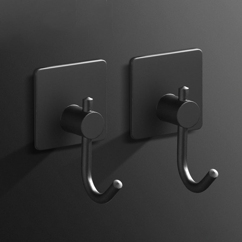 Minimalistic Bathroom Accessory Set Modern Matte Grey Robe Hooks Black 2 Piece Set Clearhalo 'Bathroom Hardware Sets' 'Bathroom Hardware' 'Bathroom Remodel & Bathroom Fixtures' 'bathroom_hardware_sets' 'Home Improvement' 'home_improvement' 'home_improvement_bathroom_hardware_sets' 7444604