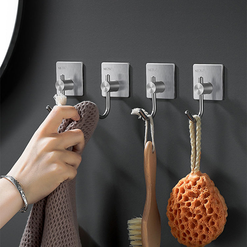 Minimalistic Bathroom Accessory Set Modern Matte Grey Robe Hooks Clearhalo 'Bathroom Hardware Sets' 'Bathroom Hardware' 'Bathroom Remodel & Bathroom Fixtures' 'bathroom_hardware_sets' 'Home Improvement' 'home_improvement' 'home_improvement_bathroom_hardware_sets' 7444605
