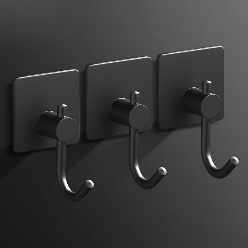 Minimalistic Bathroom Accessory Set Modern Matte Grey Robe Hooks Black 3 Piece Set Clearhalo 'Bathroom Hardware Sets' 'Bathroom Hardware' 'Bathroom Remodel & Bathroom Fixtures' 'bathroom_hardware_sets' 'Home Improvement' 'home_improvement' 'home_improvement_bathroom_hardware_sets' 7444606