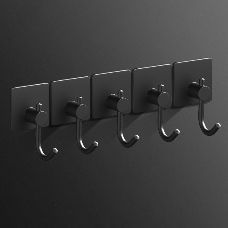 Minimalistic Bathroom Accessory Set Modern Matte Grey Robe Hooks Black 5 Piece Set Clearhalo 'Bathroom Hardware Sets' 'Bathroom Hardware' 'Bathroom Remodel & Bathroom Fixtures' 'bathroom_hardware_sets' 'Home Improvement' 'home_improvement' 'home_improvement_bathroom_hardware_sets' 7444608