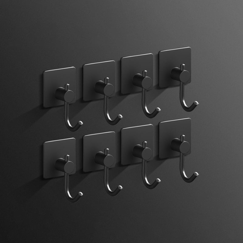 Minimalistic Bathroom Accessory Set Modern Matte Grey Robe Hooks Black 8 Piece Set Clearhalo 'Bathroom Hardware Sets' 'Bathroom Hardware' 'Bathroom Remodel & Bathroom Fixtures' 'bathroom_hardware_sets' 'Home Improvement' 'home_improvement' 'home_improvement_bathroom_hardware_sets' 7444610