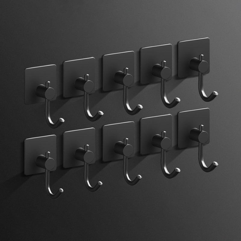 Minimalistic Bathroom Accessory Set Modern Matte Grey Robe Hooks Black 10 Piece Set Clearhalo 'Bathroom Hardware Sets' 'Bathroom Hardware' 'Bathroom Remodel & Bathroom Fixtures' 'bathroom_hardware_sets' 'Home Improvement' 'home_improvement' 'home_improvement_bathroom_hardware_sets' 7444611