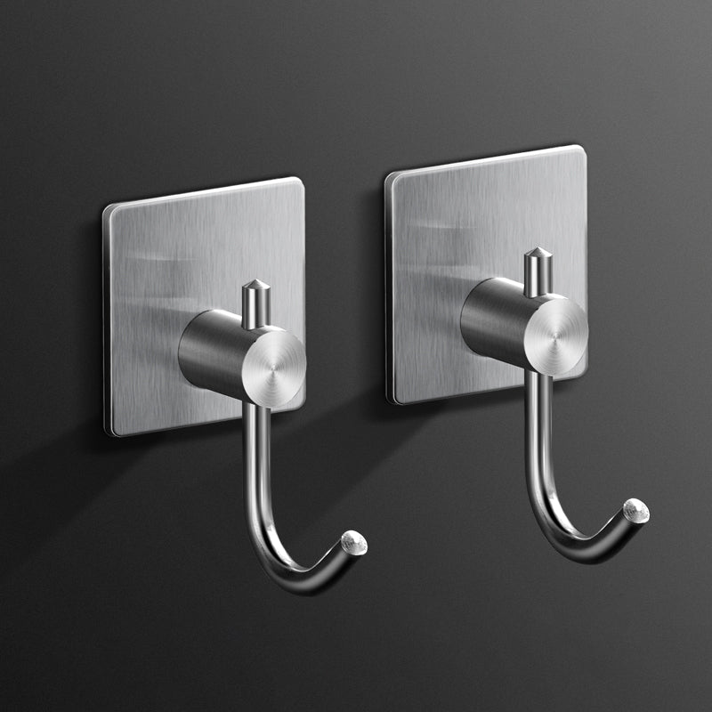 Minimalistic Bathroom Accessory Set Modern Matte Grey Robe Hooks Silver 2 Piece Set Clearhalo 'Bathroom Hardware Sets' 'Bathroom Hardware' 'Bathroom Remodel & Bathroom Fixtures' 'bathroom_hardware_sets' 'Home Improvement' 'home_improvement' 'home_improvement_bathroom_hardware_sets' 7444624