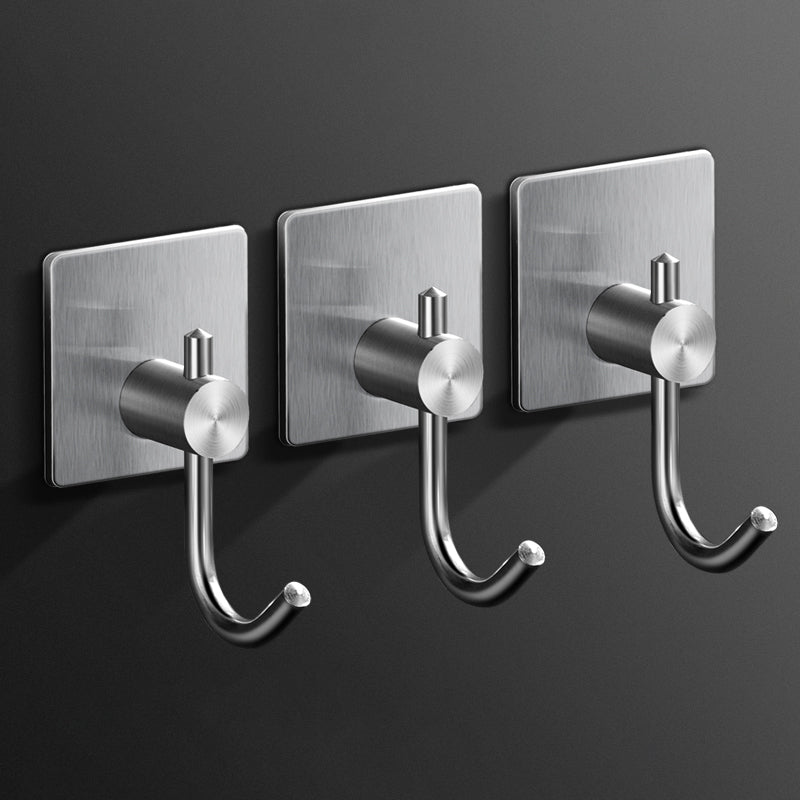 Minimalistic Bathroom Accessory Set Modern Matte Grey Robe Hooks Silver 3 Piece Set Clearhalo 'Bathroom Hardware Sets' 'Bathroom Hardware' 'Bathroom Remodel & Bathroom Fixtures' 'bathroom_hardware_sets' 'Home Improvement' 'home_improvement' 'home_improvement_bathroom_hardware_sets' 7444625