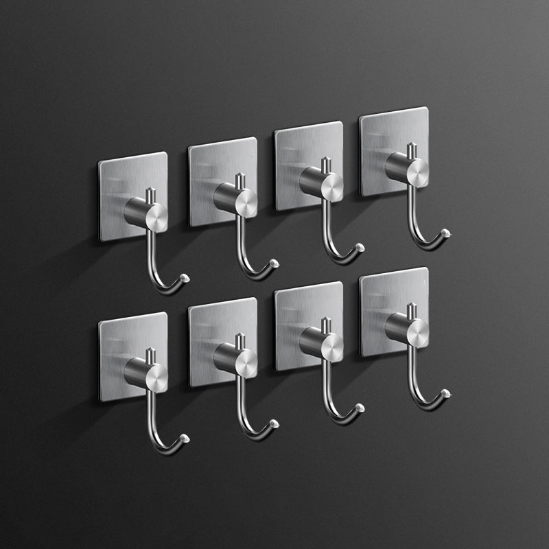 Minimalistic Bathroom Accessory Set Modern Matte Grey Robe Hooks Silver 8 Piece Set Clearhalo 'Bathroom Hardware Sets' 'Bathroom Hardware' 'Bathroom Remodel & Bathroom Fixtures' 'bathroom_hardware_sets' 'Home Improvement' 'home_improvement' 'home_improvement_bathroom_hardware_sets' 7444627