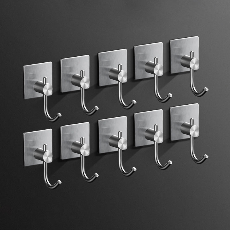 Minimalistic Bathroom Accessory Set Modern Matte Grey Robe Hooks Silver 10 Piece Set Clearhalo 'Bathroom Hardware Sets' 'Bathroom Hardware' 'Bathroom Remodel & Bathroom Fixtures' 'bathroom_hardware_sets' 'Home Improvement' 'home_improvement' 'home_improvement_bathroom_hardware_sets' 7444628