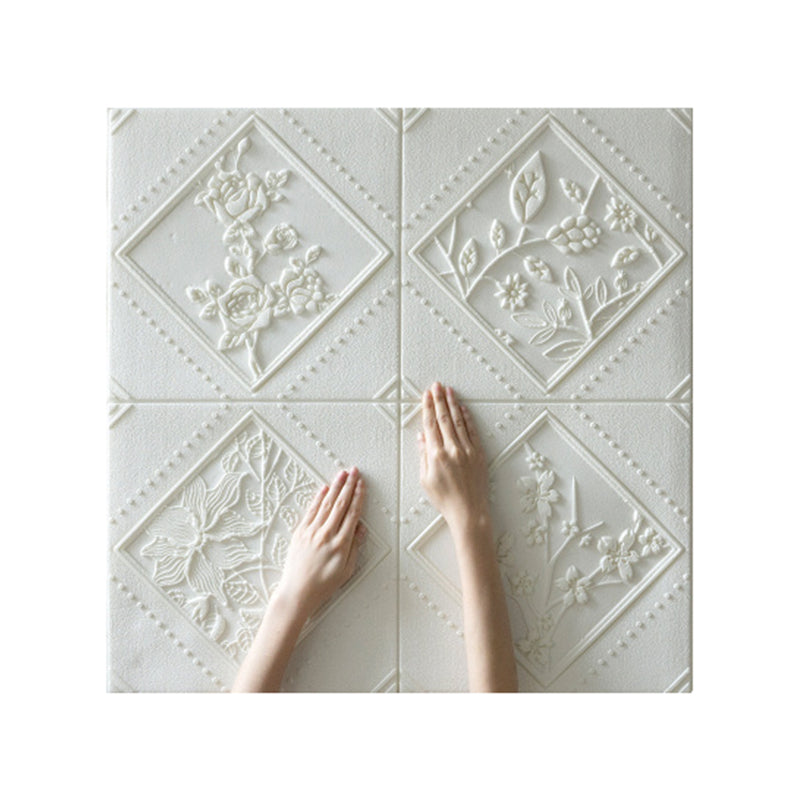 3D Embossed Backsplash Panels Peel and Stick Waterproof Wall Access Panel White Clearhalo 'Flooring 'Home Improvement' 'home_improvement' 'home_improvement_wall_paneling' 'Wall Paneling' 'wall_paneling' 'Walls & Ceilings' Walls and Ceiling' 7444923