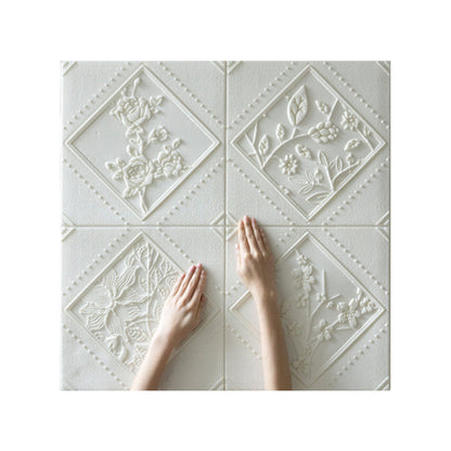 3D Embossed Backsplash Panels Peel and Stick Waterproof Wall Access Panel White Clearhalo 'Flooring 'Home Improvement' 'home_improvement' 'home_improvement_wall_paneling' 'Wall Paneling' 'wall_paneling' 'Walls & Ceilings' Walls and Ceiling' 7444923