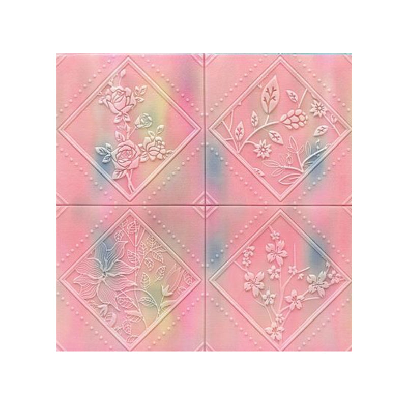 3D Embossed Backsplash Panels Peel and Stick Waterproof Wall Access Panel Pink Clearhalo 'Flooring 'Home Improvement' 'home_improvement' 'home_improvement_wall_paneling' 'Wall Paneling' 'wall_paneling' 'Walls & Ceilings' Walls and Ceiling' 7444924
